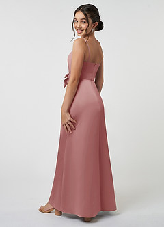 Azazie Anina Junior Dusty Rose A-Line Bow Stretch Satin Dress image5