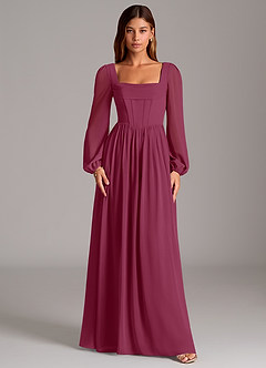 Azazie Maree Bridesmaid Dresses Mulberry A-Line Corset Chiffon Dress image5