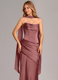 Azazie Pelagia Brautjungfernkleider Wandelbar Meerjungfrau-Linie Korsett Stretch-Satin Kleid Amethyst image5