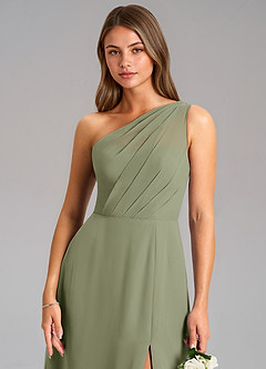 Azazie Phaedra Bridesmaid Dresses Pistachio A-Line One Shoulder Chiffon Dress image8