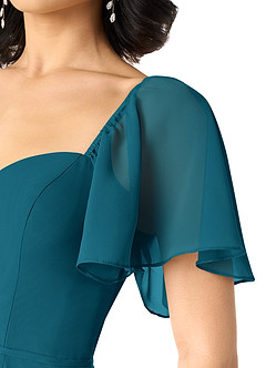 Azazie Chloe Bridesmaid Dresses Ink Blue A-Line Sweetheart Neckline Chiffon Dress image6