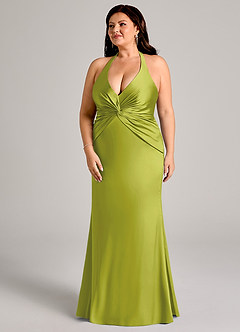 Azazie Valerie Suknie dla druhen Syrena Pofałdowany Satyna elastyczna Do ziemi Sukienka image11