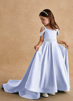 Azazie Jodi Flower Girl Dresses Lavender A-Line Matte Satin Dress image1