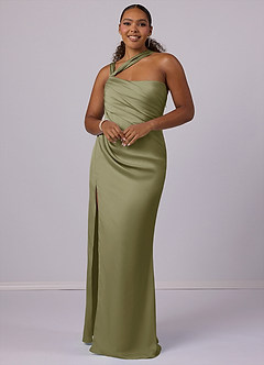 Barbie ♥ Azazie Bridesmaid Dresses Pistachio Mermaid One Shoulder Stretch Satin Dress image6