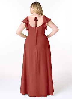 Azazie Bondi Abiti da Damigella Abito A-Line in Chiffon con Volant Terracotta image8