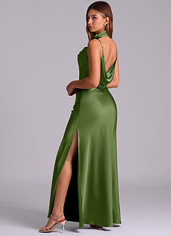 Azazie Yazmine Final Sale Juniper Mermaid Pleated Stretch Satin Dress image5