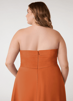 Azazie Arabella Allure Jurken voor bruidsmeisjes Converteerbaar Jurk van Chiffon met A-Lijn Sweetheart Halslijn Kaneel image14