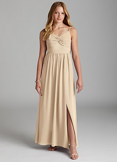 Azazie Zeya Junior Champagne A-Line Chiffon Dress image3