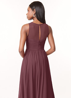 Azazie Nina Bridesmaid Dresses Sangria A-Line Pleated Chiffon Dress image3