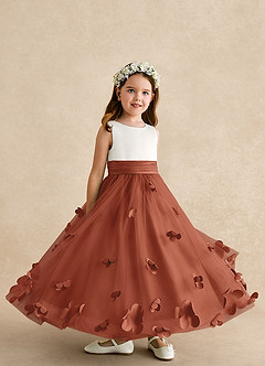 Azazie Vi Flower Girl Dresses Auburn A-Line Sleeveless Tulle Dress image8