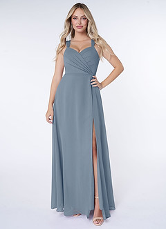 Azazie Nahrin Final Sale Twilight A-Line V-Neck Pleated Chiffon Dress image1