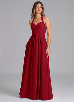 Azazie Darlyn Brudtärnklänningar Klänning av A-Linje i Chiffong Sweetheart halsringning Scharlakansrött image1