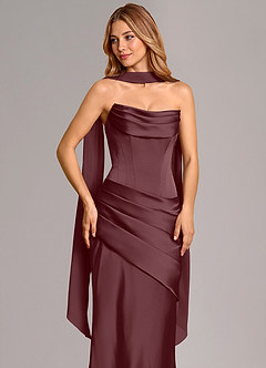 Azazie Pelagia Brudtärnklänningar Klä av Sjöjungfru i Stretch Satin Korsett Sangria Konvertibel image5