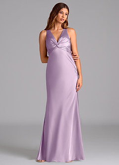 Azazie Hati Bridesmaid Dresses Frosted Lilac Mermaid Stretch Satin Dress image3