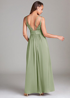 Azazie Maren Allure Bridesmaid Dresses Dusty Sage A-Line Lace Stretch Satin Dress image5