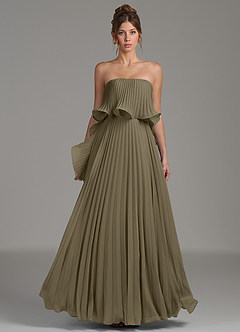Azazie Alexia Bridesmaid Dresses Willow Green A-Line Ruched Chiffon Dress image4
