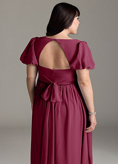 Azazie Madisynn Zwangerschaps Bruidsmeisjekleding Boog Chiffon Vloerlengte Jurk image10