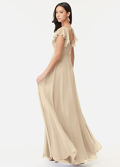 Azazie Bondi Bridesmaid Dresses Champagne A-Line Ruffled Chiffon Dress image5