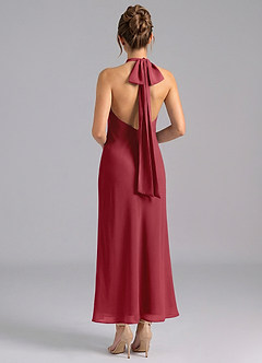 Azazie Velli Suknie dla druhen Syrena Wysoka Kołnierz Szyfon Długość kostki Sukienka image2