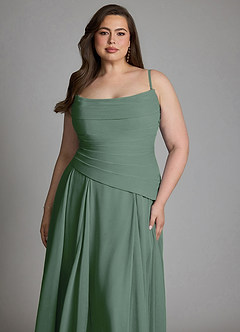 Azazie Gabriela Vestidos de damas de honor Vestido Eucalipto de Gasa de Línea A con Corsé image23