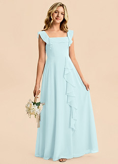 Azazie Nori Junior A-Linie Gestreift Chiffon Kleid Seegrün image3
