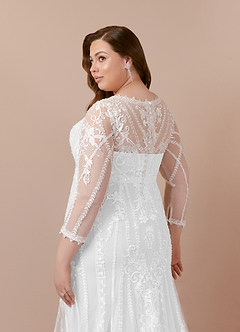 Azazie Yoki Vestidos de novia Vestido de Diamante Blanco de Tul de Corte Sirena con Scoop image12