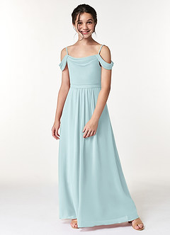 Azazie Alivia Junior Mist A-Line Off the Shoulder Chiffon Dress image5