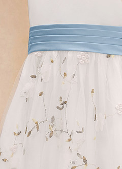 Azazie Pollie Flower Girl Dresses Ivory Powder Blue A-Line Bow Tulle Dress image14