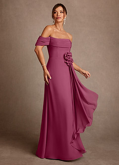 Azazie Amherst Final Sale Mulberry A-Line Off the Shoulder Chiffon Dress image2