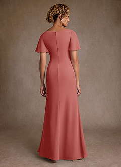 Azazie Suffolk vestidos de madre de la novia Vestido de Rosa Antigua de Gasa de Corte en A con Plisado image3