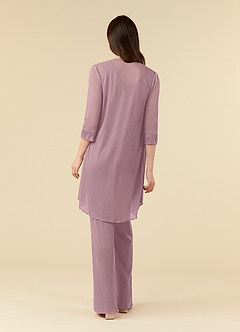 Azazie Frances Mother of the Bride Dresses Dusty Rose Jumpsuit/Pantsuit Scoop Mesh Dress image2