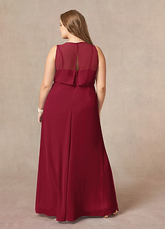 Azazie Marchioness Mother of the Bride Dresses Burgundy A-Line Scoop Pleated Chiffon Dress image8