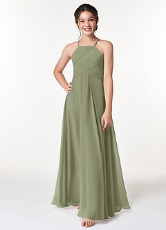 Azazie Ginger Junior Dusty Rose A-Line Pleated Chiffon Dress image4