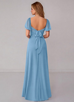 Azazie Fatima Robes de demoiselle d'honneur Robe Trapèze en Mousseline de soie avec poches Acier Bleuté image5