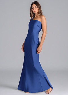 Azazie Driea Brudtärnklänningar Klä av Sjöjungfru i Stretch Satin Ena axeln Kungsblå image6