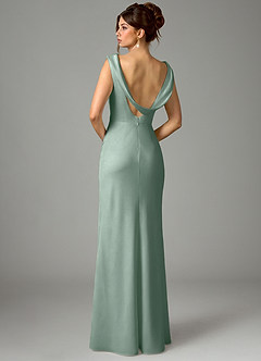 Azazie Kieryn Bridesmaid Dresses Agave Mermaid Pleated Stretch Satin Dress image6