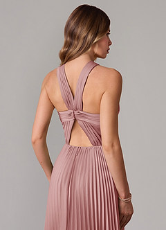 Azazie Afra Brautjungfernkleider A-Linie Plissee Stretch-Satin Kleid Altrosa image6