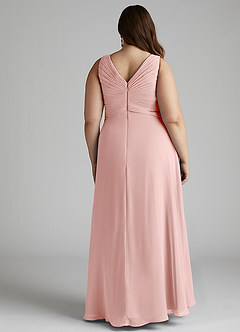 Azazie Flora Robes de demoiselle d'honneur Robe Trapèze en Mousseline de soie Plissée Rose Poudré image13