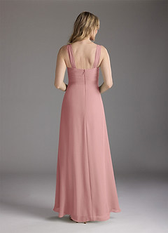 Azazie Weisz Final Sale Dusty Rose A-Line Square Neckline Pleated Chiffon Dress image6