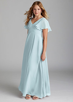 Azazie Kimber Junior Mist A-Line Pleated Chiffon Dress image3