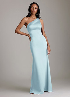 Azazie Voni Abiti da Damigella Abito Sirena in Raso Elasticizzato Monospalla Nuvola Blu image5