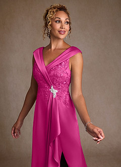 Azazie Santa Monica Mother of the Bride Dresses Fuchsia A-Line Lace Dress image5