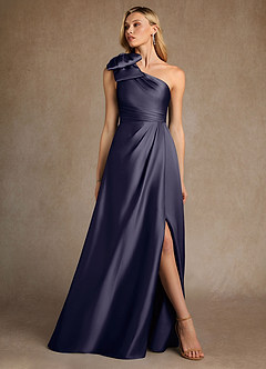 Azazie Easton Mother of the Bride Dresses Stormy A-Line One Shoulder Stretch Satin Dress image4