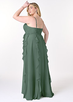 Azazie Peyton Bridesmaid Dresses Eucalyptus A-Line Ruched Chiffon Dress image10