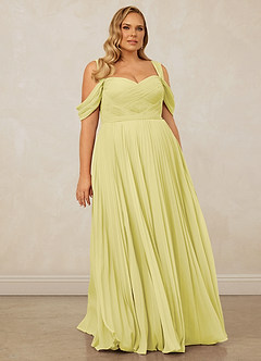 Christian Siriano Bridal for Azazie 1013 Robes de demoiselle d'honneur Robe Trapèze en Mousseline de soie Épaule décolletée Sorbet Citron image10