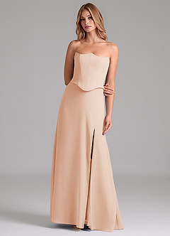 Azazie Jenilyn Bridesmaid Dresses English Rose A-Line Strapless Chiffon Dress image4