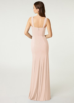 Azazie Alara Bridesmaid Dresses Blushing Pink Sheath Side Slit Stretch Chiffon Dress image2