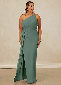 Christian Siriano Bridal for Azazie 1003 Bridesmaid Dresses Eucalyptus Sheath One Shoulder Chiffon Dress image10