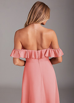 Azazie Lyra Bridesmaid Dresses Coral A-Line Chiffon Convertible Dress image8