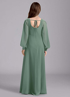 Azazie Bondi Junior Jurk van Chiffon met A-Lijn Blouson Eucalyptus image2